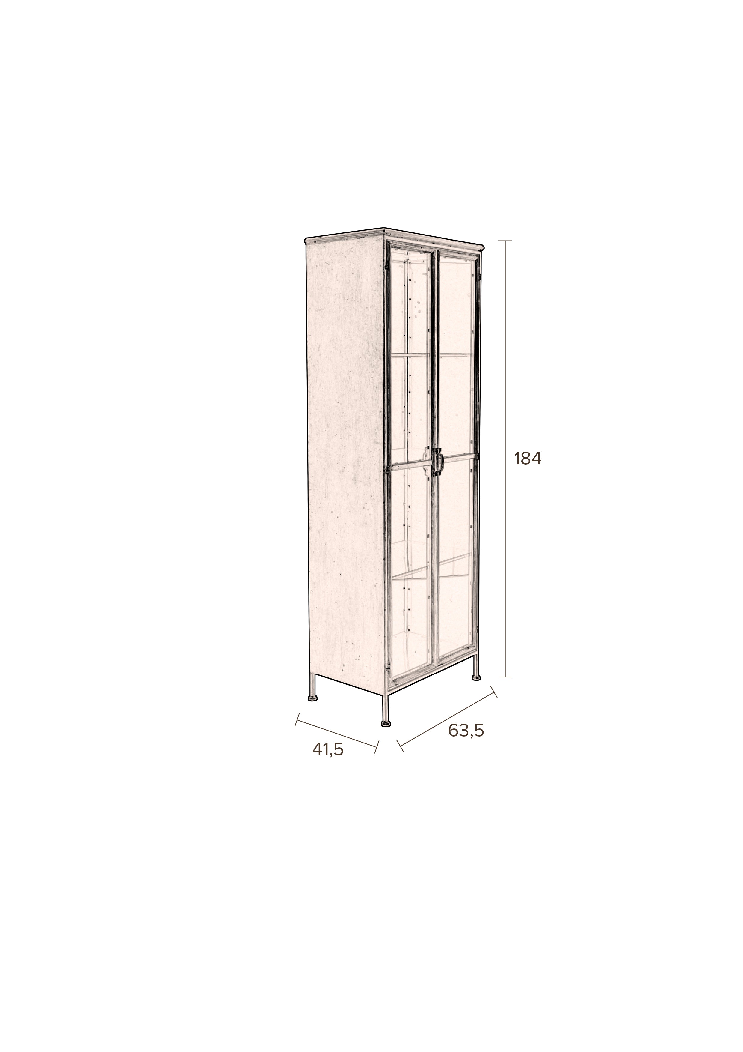 Dutchbone Gertlush Brass & Clear Class Cabinet